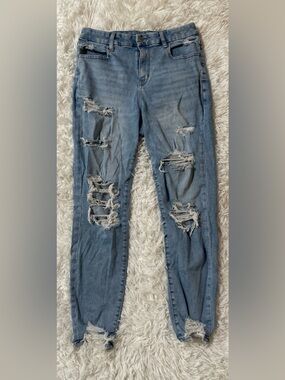 American Eagle Jeans Curvy High Hi Rise Jegging Distressed Next Level Stretch 10